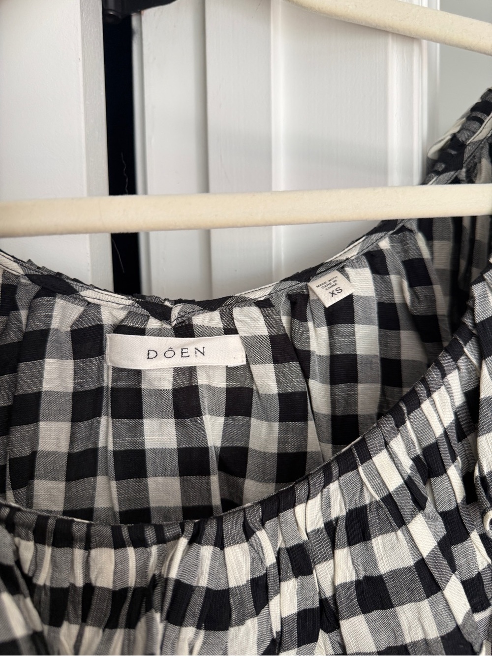 Doen Samara Ruffled Gingham Voile Blouse black white - Picture 4 of 6